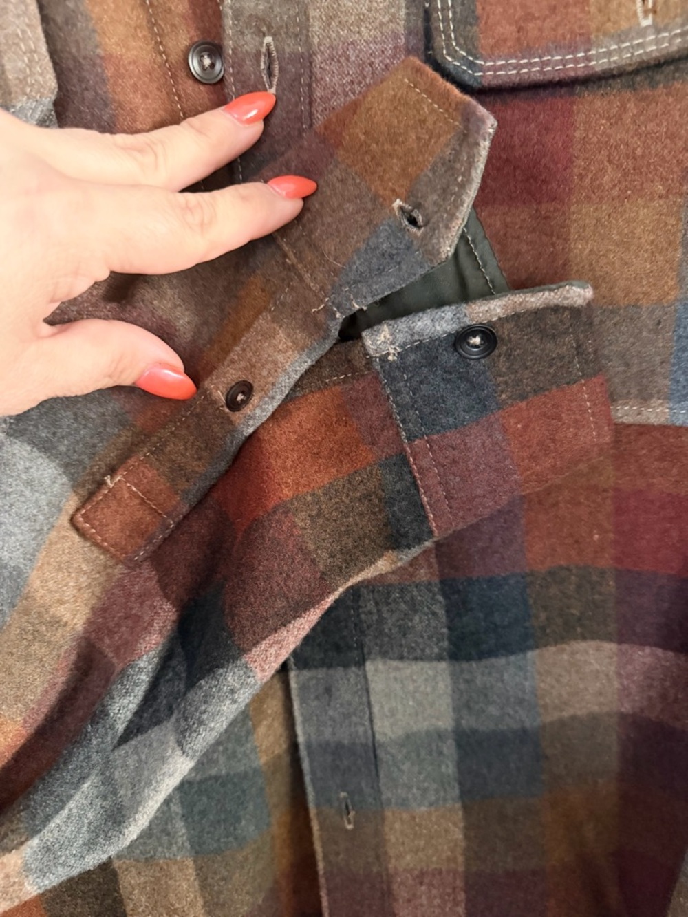 Quilt-Lined Plaid Shirt Jacket in Rust Multi - Picture 4 of 7